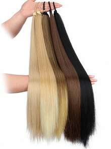 1 pieza Peluca con coletero, peluca de cabello liso y esponjoso con doble coleta para un aspecto juvenil, incluye ligas para el cabello, bandas de goma para el cabello, cuerda para el cabello, sujetadores elásticos para el cabello - Multicolor - Ver 9