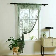 2 Stücke Set blumenbestickter transparenter Vorhänge - Gardinenaufhängung mit Schlaufenband, perfekt für Wohnzimmer, Schlafzimmer, Esszimmer und Balkon Dekoration, maschinenwaschbar aus Polyester - Grün - Übersicht 12