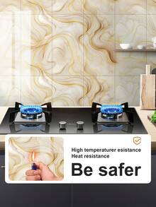 10pcs/Set 1.8㎡ PVC 3D Embossed Yellow Marble Pattern Ceramic Tile Wall Sticker, Waterproof, Mildew-Proof, Decorative Wall Panel For Kitchen, Bathroom - CZT-311 Yellow Curve - View 7