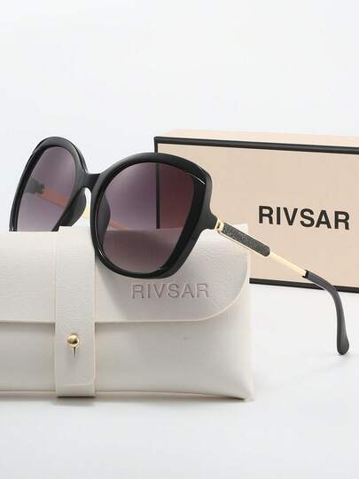 Rivsar Fashion Women's Rhinestone Polarized Cat Eye Round Sunglasses, Made Of TAC Material, Lightweight And Durable For Driving, Outdoor, Party, Elegant, Photography, Travel, Casual, Ideal Gift For Men And Women (Birthday, Valentine's Day, Summer, Wedding, Ramadan), Everyday And Special Occasion Glasses, Stylish Frame, Comfortable Fit, Versatile Accessory, Unisex Gift, High-End Brand Holiday Gift Boutique Sunglasses