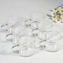 2/4/6pcs Glass Espresso Cups With Handles, Suitable For Hot Or Iced Latte, Tea, Espresso Lovers, Microwave - White - View 7