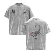 DarcSports X Scorpion Rose Graphic Tee - Dark Aesthetic Oversized Washed T-Shirt & Hoodie - Soft Fabric Casual Streetwear Outfit - 黑色 - 查看 3