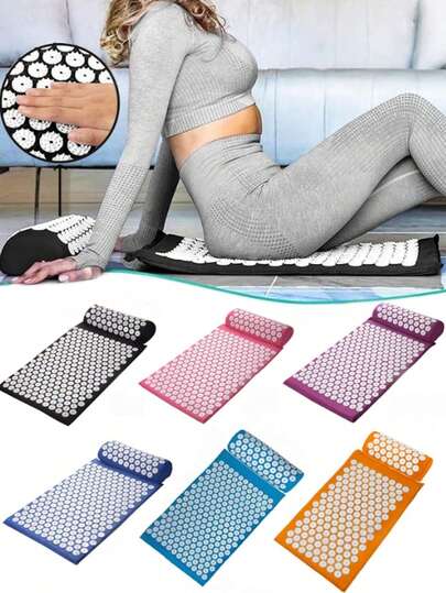 1/2/3 件套瑜伽按摩垫、健身指压垫、按摩枕、组织肌肉放松垫、靠垫、颈背肌肉按摩垫、肌肉放松垫、冥想瑜伽垫、按摩枕，缓解颈背疼痛、肌肉放松和减压，男女皆宜，可在家、露营、旅行中使用，针灸垫套装、按摩针灸垫、莲花海绵针灸垫套装。