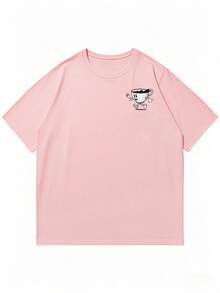 Men's Casual Versatile Simple Cute Abstract Tea Cup Print Short Sleeve T-Shirt - Pink - View 5