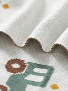 Cute Car Jacquard Knit Baby Blanket, Soft Infant Blanket, All Season Children Blanket - White - View 6