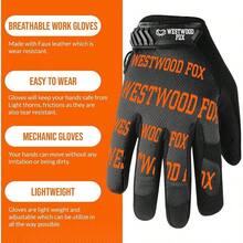 Guantes de trabajo de jardinera a prueba de espinas de jardn, flexibles y resistentes, de cuero, para mecnicos, trabajo, hombres y mujeres - 2X Grande + Anaranjado metálico - Ver 4