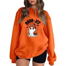 Sudadera de Halloween para mujer 2025 divertida sudadera de calabaza de gato negro para mujer, ropa de otoo para mujer - Anaranjado + 2XL - Ver 1