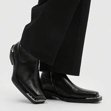 Men's High Heel Iron Toe Boots Zipper British Style Men's Chelsea Casual Commuting Boots - 黑色 - 查看 7