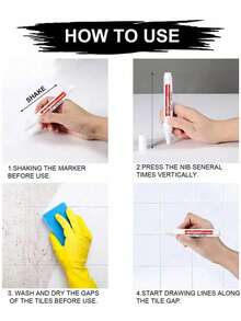 2/4支装瓷砖填缝笔，防水防霉修补笔，适用于厨房浴室墙地砖缝隙