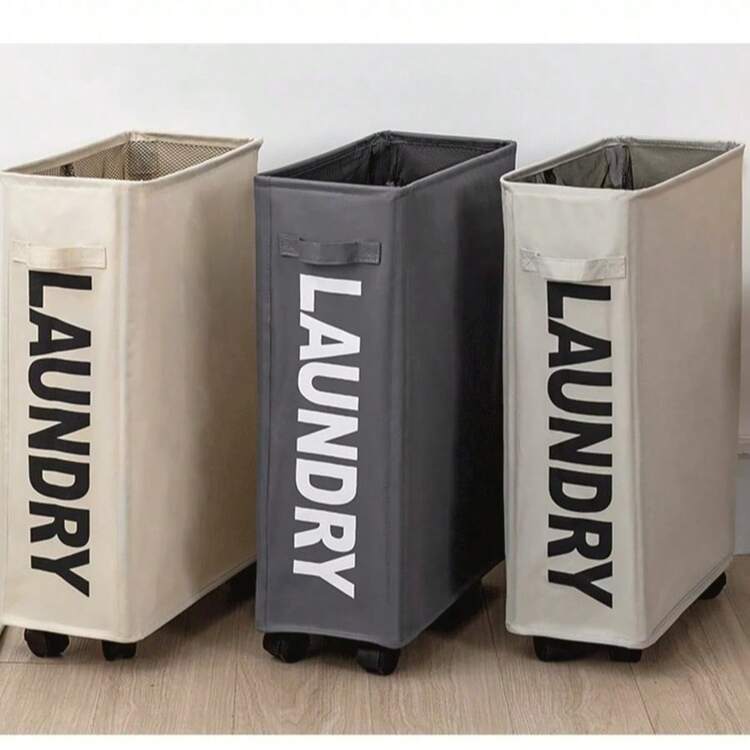 LDQ Multi-Functional Foldable Wheeled Storage Box - Oxford Cloth Laundry Basket, Easy-Moving Dirty Clothes Hamper, Suitable For Modern Home, Laundry Basket - Multicolor - View 2