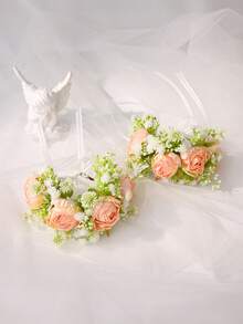 1pc/2pcs Elegant Flower Wrist Corsage, Bridal Wrist Flower, Women & Bridesmaids Wrist Decor For Party,Summer,Beach,Wedding,Festival,Birthday - Multicolor - View 14