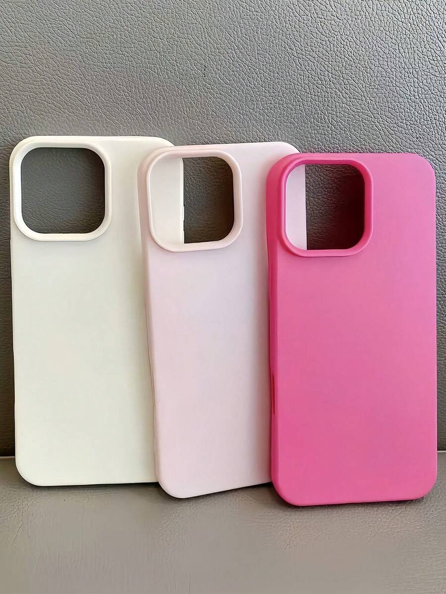 3 件装纯色皮革纹理简约全包覆 TPU 防震手机壳，兼容 Apple 17、16、15、14、13、12、11 Pro Max、Air - 彩色 - 查看 1