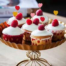 10/20/50/100/200支装心形竹制水果签，适用于情人节派对；4.7英寸天然竹制鸡尾酒签，可用于开胃菜、婚礼、生日派对装饰、水果盘装饰、甜点展示、装饰牙签。 - 彩色 - 查看 4