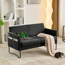 51" Small Loveseat Sofa For Small Spaces, Comfy Black Couch With , Modern 2 Person Loveseats For Living Room Bedroom, Mini Teen Office Couch (Black) - 黑色 - 查看 1