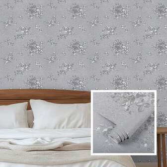 1 Roll Of Retro Crimson Silk Embossed Floral Texture Wallpaper That Is Peeled And Pasted Waterproof Self-Adhesive Removable Vinyl Contact Paper Suitable For Kitchen Cabinets, Drawers, Furniture Renovation, Bedroom Walls, Bathroom Home Decoration, Autumn Aesthetics