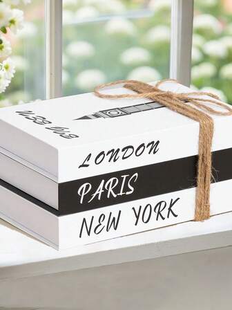 PARIL/NEW YORK/LONDON 时尚家居装饰书模型。著名城市和建筑设计，适用于房间装饰、客厅装饰、派对装饰、房间装饰、玄关装饰、茶几装饰、桌面装饰、墙面装饰、节日装饰礼物、万圣节场景装饰、SHELN装饰，含组装说明书
