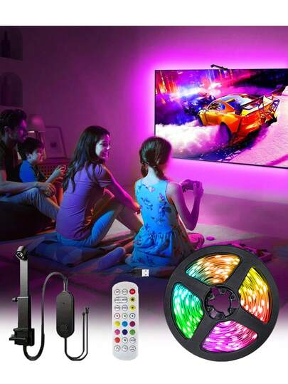 RGBIC TV Backlight With AR Color Sync Music Sync USB Powered Dimmable Color-Changing For Party Gaming