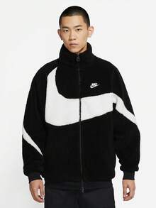 Nike Unisex Full-Zip Reversible Windbreaker Jacket, Crinkle Woven Lining, Lightweight Color Block Activewear Outerwear, Oversized Sports Logo Design, No Shrinkage/Fading Long Sleeve Drawstring Hooded Streetwear Top For Men & Women - Áo khoác đen - Xem 2