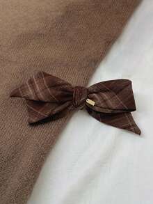 Stylish Retro Plaid Wool Bow Hair Clip, High-End Slouchy Bun Clip, Youthful Hairpin - Multicolor - View 5