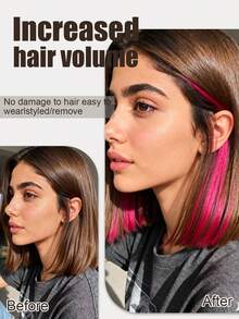 8 Inch Clip-In Highlight Hair Extensions - Multi-Color High Temperature Synthetic Hair Extensions, Suitable For Short Hair, Easy To Wear, Suitable For Christmas And Music Festivals (Vibrant Colors, 1 Piece) - Multicolor - View 3