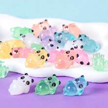 5/10/20pcs Mini Glow-In-The-Dark Panda Resin Figurines, Miniature Toys, Luminous Small Animals, Suitable For Holiday Gifts, Stocking Stuffers, Party Favors, Pranks, Landscape Garden Decor - Multicolor - View 3