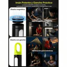 Linterna Recargable de Alta Potencia COB, Lampara Tactica Sper Brillante 9 Modos, Magntica, Impermeable y Ajustable para Hogar, Campamento y Senderismo - inicial - Ver 6