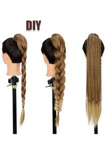 1 pieza Peluca con coletero, peluca de cabello liso y esponjoso con doble coleta para un aspecto juvenil, incluye ligas para el cabello, bandas de goma para el cabello, cuerda para el cabello, sujetadores elásticos para el cabello - Multicolor - Ver 7