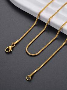 1 件复古金色蛇链项链女时尚简约合金锁骨链项链男士派对珠宝配饰 - 金黃色 - 查看 6