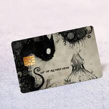 Mysterious Black Cat & Girl Design Debit/Credit Card, Key Card, Skin Sticker, Card Holder, EBT Card Skin, Debit Card Protector, Card Accessories, Girl Illustration, Mystical Artwork, Smooth Application, Sticker, EBT Card Users, Public Transportation Commuters - Multicolor - View 5