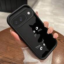 かわいい黒猫のコミックスタイルスマホケース  画素 9対応 ソフトTPU耐衝撃性シェル 男性にも女性にも適しています フルカバー保護するバックカバー 画素 9、9A、8、8A、7、7A、プロ 4XL 5Gに対応 11/12/13/14/15/15プロ/15 15プラス プロマックス/7プラス/8プラス/X/Xs 11プロ/12プロ/13プロ/14プロ/12ミニ/13ミニ/11プロマックス/12プロマックス/13プロマックス/14プロマックス/14プラス/5 - ブラック - チェックする 9