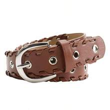 1 pieza Cinturón de cuero con cordones hecho a mano de moda para mujer, decoración versátil para vaqueros