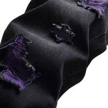 Men's Purple Ripped Distressed Stretch Skinny Jeans., Streetwear Aesthetics, And Vintage Design, Suitable For All Seasons And Easy To Pair With Any Top. - Tím Đen - Xem 3
