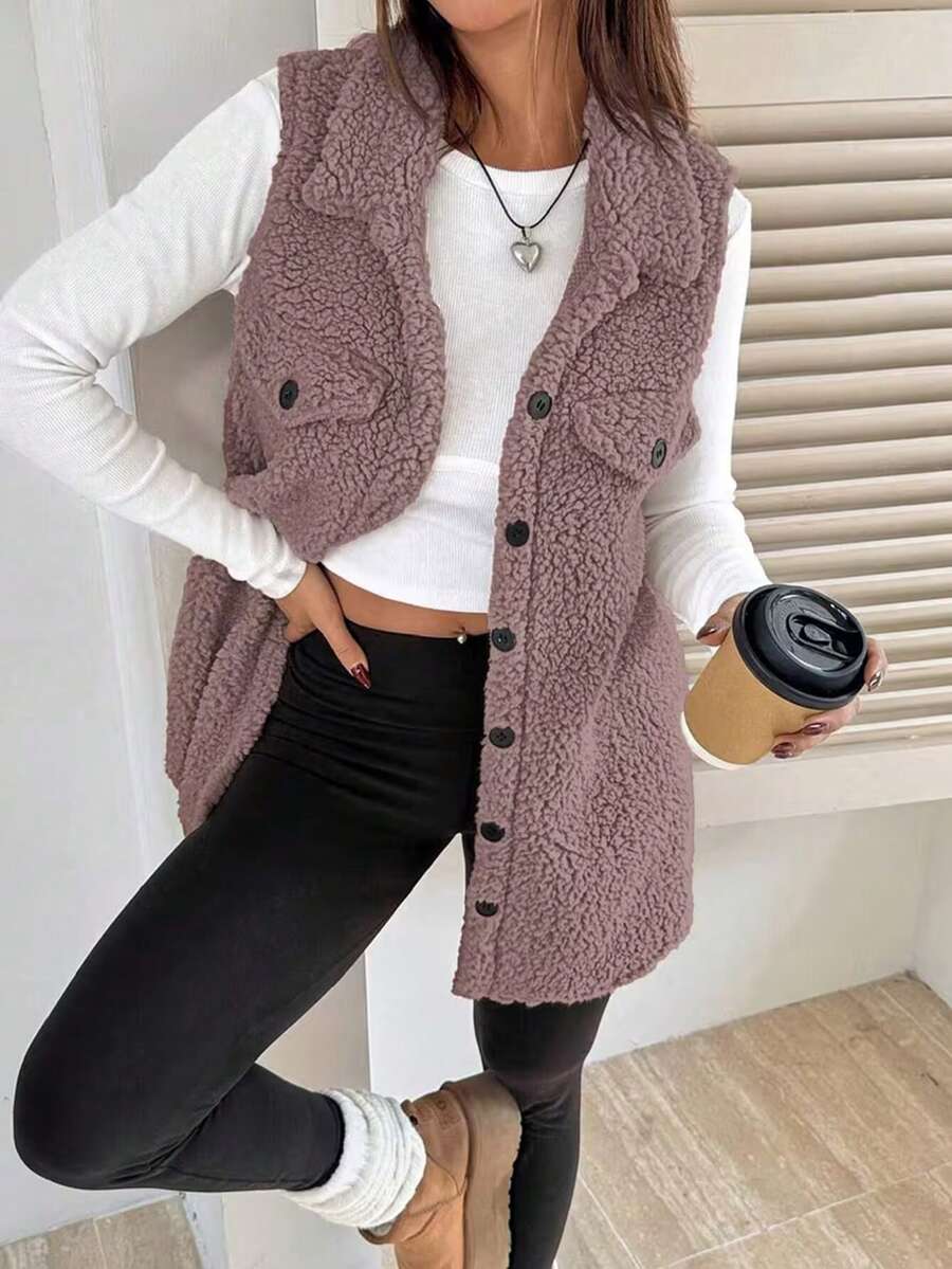 Women's Plush White (Or) -Like Collar & Button Front Short Sleeve-Like (No-Sleeve) Jacket - All-Season Outerwear, Buttoned-To-Front Placket, Machine Washable Coat For Blouses/Dresses, Elegant Outerwear 2025 New Women's Winter Christmas Cotton Coat - Witchy Style Color-Block Outerwear, Minimalist Design & Regular Length, Casual Essential For Daily Outings In Autumn & Winter 1-Piece Women's Spring Outdoor Cotton Jacket - Solid Color Long-Sleeve Cotton Coat, Minimalist Fashion Casual Style For Daily Wear & Outdoor Activities Women's Winter Color-Block Cotton Coat - Versatile Solid/Color-Block Patterns, Comfortable Casual Outerwear Perfect For Daily Commutes & Seasonal Layeringjackets For Womenabrigos De Invierno Para Mujerropa De Invierno Mujerjackets For Women Winter Very Coldcoats For Women Winter   Perfect Spring-Fall Softness & Comfort  Summer Outfits For Women  Summer Outfits Ropa Deportiva  Spring & Fall Women's Apparel - 紫色 - 查看 1