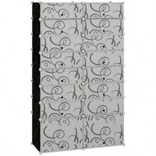HOMCOM Modular Shoe Cabinet, Self-Assembly, 16 Compartments, PP, Black And White, 95 X 37 X 160 Cm