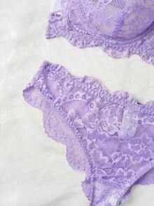 Lace Pattern Design Lingerie Set, Strapless Bra And Panty, Sexy Women's Sleepwear Set, Sexy Women's Underwear, Women's Panties, Sexy Women's Sleepwear Set, Sexy Women's Apparel, Sexy Lingerie Set, Women's Lingerie Set, Women's Set - Purple - View 5