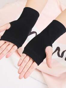 1 Pair Fingerless Gloves For Men & Women, Multi-Color, Suitable For Students Writing, Computer Office, Outdoor Cycling, Badminton, Tennis, All Seasons, Palm Protection - Multicolor - View 4