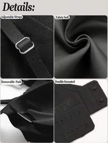 Women's Seamless Lift-Up Bra, Invisible Bra, Removable Pads - Black - View 5