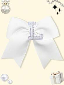 1pc 5 Inch Navy Blue 26 Letters A-Z Pearl Letters Personalized Back To School Ponytail Girl HairBow Teenagers Girl Hair Bows With Clips For Festivals Party School Girls Graduation Season Hairgrips For First Day Of School Classroom Girls Students,Teenagers Hair Accessories - White - View 18