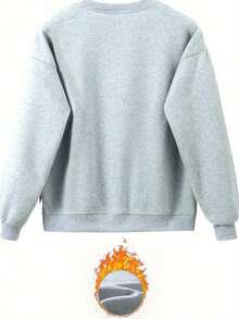 New Years Outfit Women2025 LC Women's Fashion Casual Letter Print Sweatshirt, Women's Autumn Winter Sweatshirt Casual Daily Wear Halloween Costumes, Thanksgiving Clothing, Hoodie Autumn And Winter, Unisex Short Sleeves, Plus Size Fall Clothes, Sweatshirt, Women's Fall Clothes,, Printed ClothingLoose And Comfortablenew Years Outfit Women - 灰色 - 查看 3