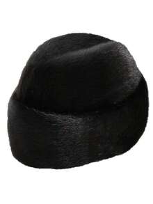 1pc Men's Winter Faux Mink Fur Warm Beanie Hat, Suitable For Middle-Aged And Elderly, Solid Color Fleece Knit Cap, Suitable As Gift For Father Or Outdoor Travel - MM1811 - View 4