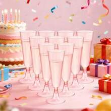 10/25/50pcs Set Reusable Pink & Champagne Wine Glasses, Cocktail Glasses, Wedding Toasting Flutes, Suitable For New Year, Christmas, Party, Wedding, Birthday, Valentine's Day, Back To School And Other Major Events - Multicolor - View 8