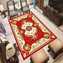 Tappeto da area in velluto di cristallo lavabile in lavatrice, motivo floreale vintage - Tappeto in poliestere antiscivolo per camera da letto, soggiorno, sala da pranzo, ufficio e stile country - Motivo rosso, disponibile in più misure - Rosso - Visualizzare 5