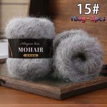 2 Skeins, Alpaca Mohair, Long Mohair, Fine Mohair Yarn, For Knitting Sweaters, Shawls, Vests, Handmade Yarn 25g*2 Skeins - Black Label Alpaca Mohair - View 25