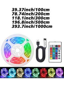 1PC Soft Light RGB LED Strip 24-Key Remote Dimmable Self-Adhesive Easy Install For TV PC Backlight - Multicolor - View 3