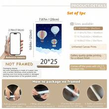 1pc Canvas Wall Art, Hot Air Balloon Theme Nursery Artwork_Dreamy Night Sky Watercolor Painting Framed Nursery Wall Art Girl Nursery Wall Decor, Baby Girl Baby Boy Girl Bedroom Girl Nursery Wall Decor Painting, Baby Products Nursery Poster, Suitable For Children's Room Decor, Playroom Decor Waterproof. Children's Room Decor Nursery Decor, Daycare Decor, Kindergarten Decor, Boys' Room Decor - Multicolor - View 17