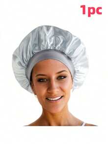 定制缎面光滑睡眠帽，可定制姓名或标志，配有宽松的松紧带，女士夜间护发帽，适合所有发质，圣诞节美容配饰