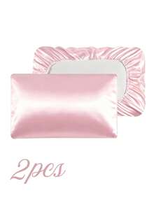 1pc/2pcs Satin Pillow Cases, Silk Pillow Cover Elastic Band Travel Pillowcover Soft Silk Satin Pillowcase For Hair Skin Standard Size/Queen Fit For Various Pillows,Secret Santa Gifts For Women,Valentine's Day Gifts, Stocking Fillers, Personalised Gifts, Christmas Gifts