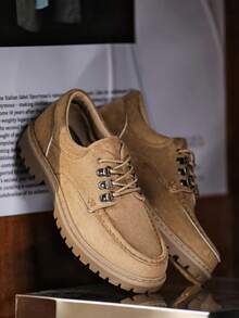 Autumn/Winter Fashion Classic Casual Leather Shoes, Retro British Style Elevated Work Boots, Men's Niche Minimalist Thick Sole Comfortable Business Commute Outdoor Sports Versatile Lifestyle Casual Shoes, Youth Maillard High-End Boots