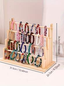 Wooden Multi-Layer Jewelry Display Rack, Bracelet/Necklace/Earring/Ring Organizer, Rotating Tiered Jewelry Stand, Countertop Display For Retail Store, Wedding Decor, No Power Required