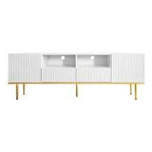 Modern TV Stand With Legs And Gold Details. Description - White - View 10